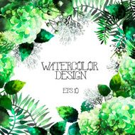 Green watercolor hydrangea design N2