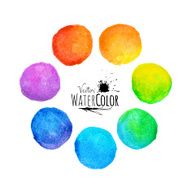 Colorful set vector isolated watercolor paint circles N2