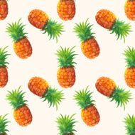 Watercolor seamless pattern with pineapples N7