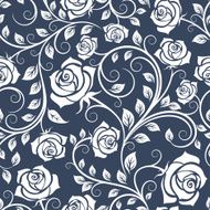 White and blue seamless pattern with roses