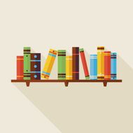 Flat Bookshelf Reading Books Illustration with Shadow N2