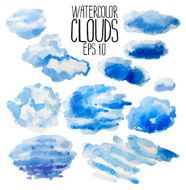 Collection of watercolor clouds
