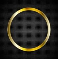 Bright golden ring on perforated texture