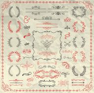 Hand Sketched Doodle Design Elements on Crumpled Paper N2