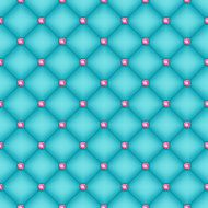Seamless glam turquoise silk quilted background with pink diamond pins N2