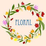 Floral wreath with flowers and herbal foliage N2