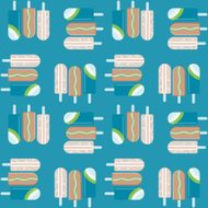 Blue Seamless pattern with ice cream