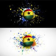 Ghana flag with soccer ball dash on colorful background N2