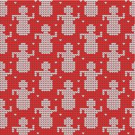 Red and white knitted snowmen background