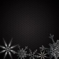 Snowflakes on abstract metal background Vector illustration