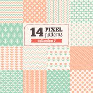 Set of pixel seamless patterns - Spring