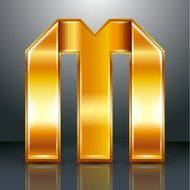 Letter metal gold ribbon - M