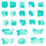 Mint watercolor stain design set