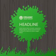 Green tree silhouette on black wooden texture background Vector illustration