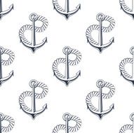 Retro ship anchors seamless pattern with twisted rope