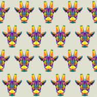 Abstract bright colored polygonal triangle geometric giraffe seamless pattern background N2