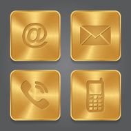 Gold Metal contact icons - email envelope phone mobile N2