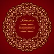 Elegant invitation card with round gold ornament
