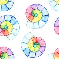 Vector Watercolor Shell Seamless Pattern