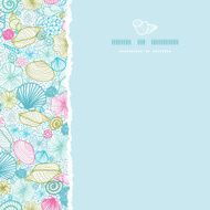 Seashells line art square torn seamless pattern background