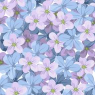 Seamless background with blue and purple flowers Vector illustration