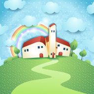 Fantasy landscape with village N2