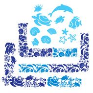corners and borders with Underwater life - ornamental backgrounds N2