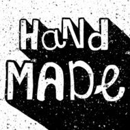 Vintage distressed black and white Hand Made label N2