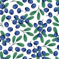 Seamless nature pattern with blueberries