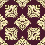 Seamless pattern in damask style with leaves tracery