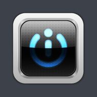 power button on the gray grunge wall background