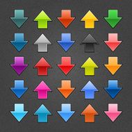 Arrow sign up down glossy icon web button noise texture