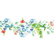 Meadow flowers seamless horizontal vector banner