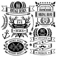 Vintage badges labels and ribbons set 1
