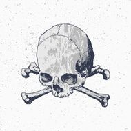 Grunge skull with crossbones on dusty background N3