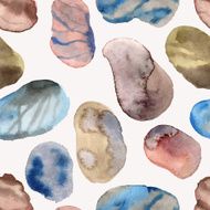 Vector Seamless Pattern with Watercolor Hand Drawn Stones N2