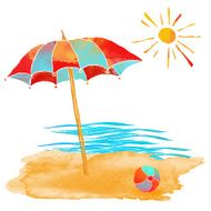 Watercolor summer beach set N4