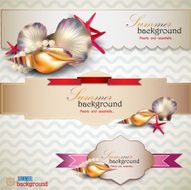 Set of Holiday banners with shells