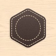 Hexagon empty leather label retro vintage style wood texture background