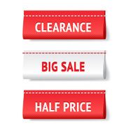 Three textile red and white vector labels N2