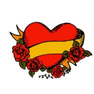 Old-style tattoo heart with ribbon