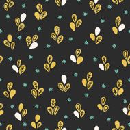 Christmas seamless pattern with golden leaves and snowflakes