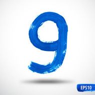 Watercolor Nine Number Grunge Background