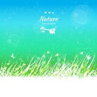 Spring sky with grass frame for your text
