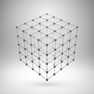 Wireframe mesh polygonal cube N2