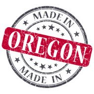 made in Oregon red round grunge isolated stamp