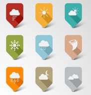 Colorful set web retro pointers for weather