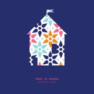 Vector abstract colorful stars house silhouette pattern frame N2
