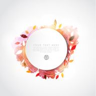 Blank circle paper with leaf and watercolor paint vector illustration