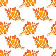 Seamless pattern with watercolor sea shells N2